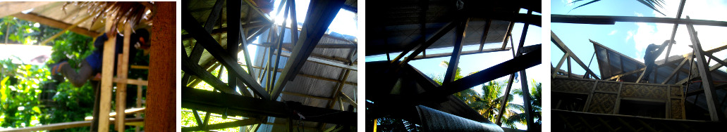 IMages of workmen changing roof on tropical house