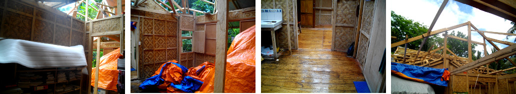 Images of rain while tropical house is having roof
        replaced