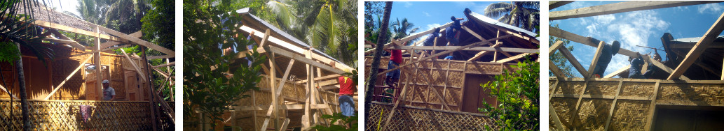 Images of tropical house roof being
        changed