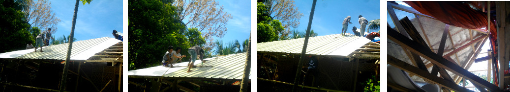 Images of new roof being put on a tropical house