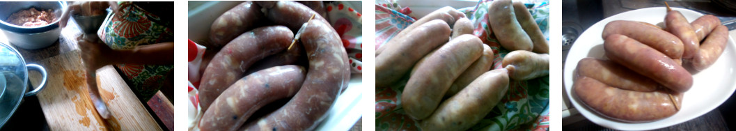Images of home made sausages in tropical house