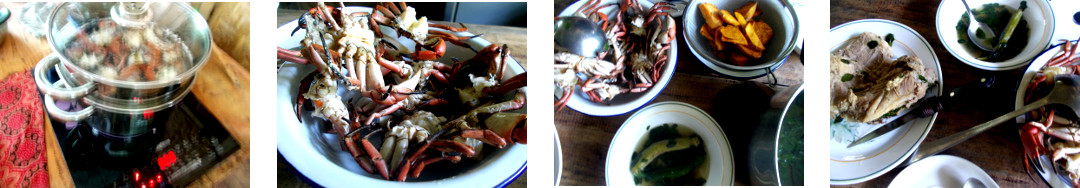 Images of crabs cooked for lunch in tropical house