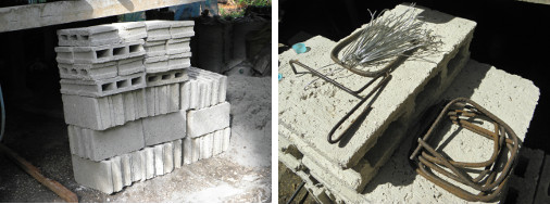Images of Hollow blocks and metal
        parts for reinforcing concrete