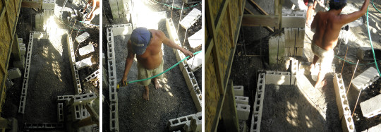 Images of work starting by damping
          down concrete