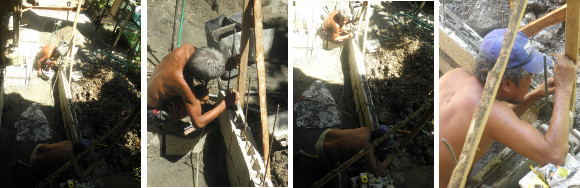 Images of building wall by hand