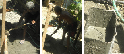 Images of mixing cement by hand