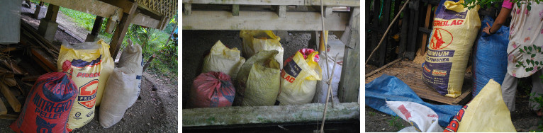 Images of bags of rice hulls and other by-products
        collected from rice mill