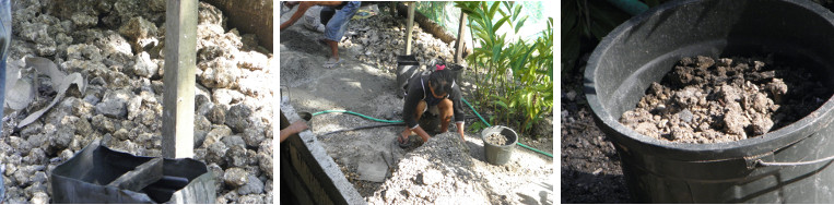 Images of soil and rocks being
        separated