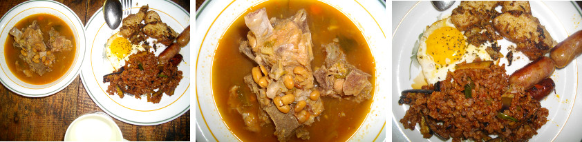 Images of bone soup with sausage and
        pork loin