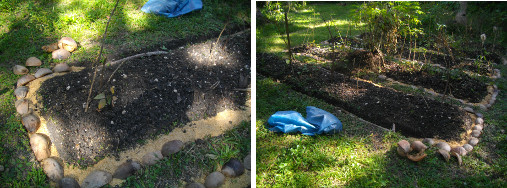 Images of unfinished drainage channels around
            vegetable patches