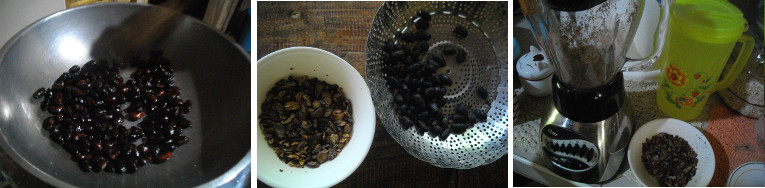 Images of peeled and ground cocao beens