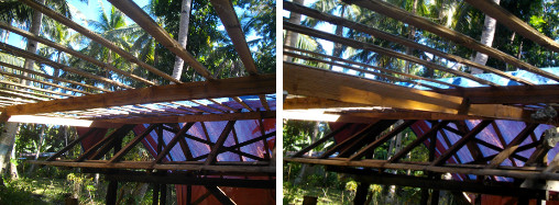Images of pig pen roof construction