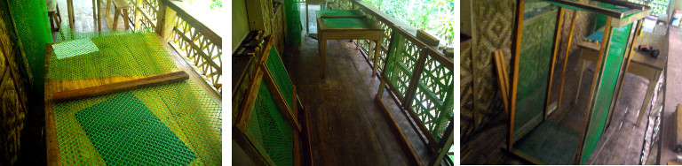 Images of duck coop under construction
        on tropical balcony