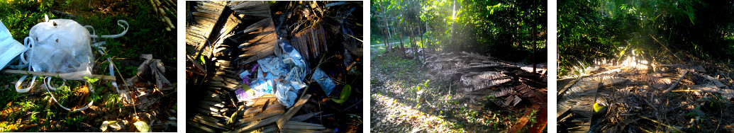 Images showing garbage thrown on composting heap