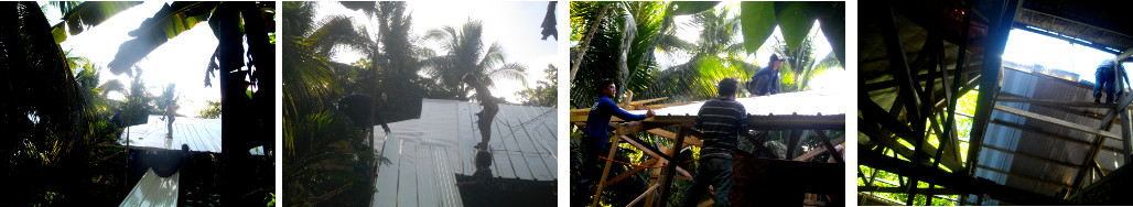 Images of roof being changed on tropical house