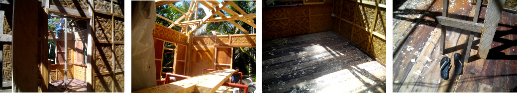 Images of workmen changing roof on
        tropical house