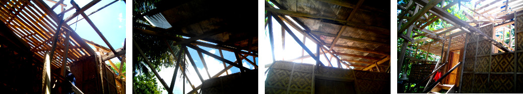 Images of tropical house roof being changed