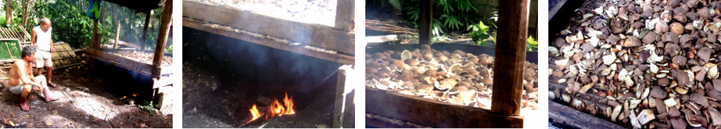IMages of Copra being dried on a
        lendahan