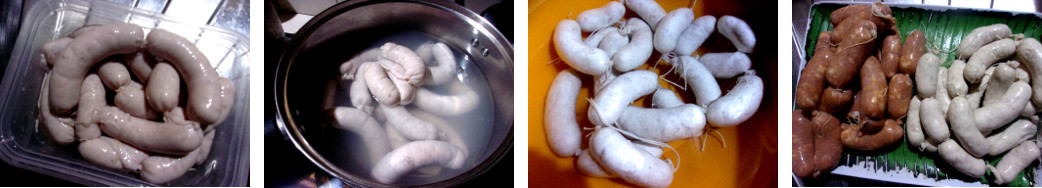 Images of making sausages (Boudin Blanc)