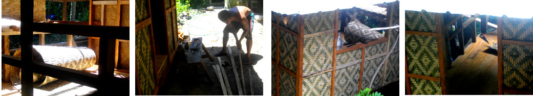 Images of putting amakan walls on external kitchen in
        tropical backyard