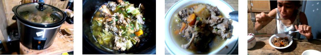 Images of a meal from a slow cooker in tropical home