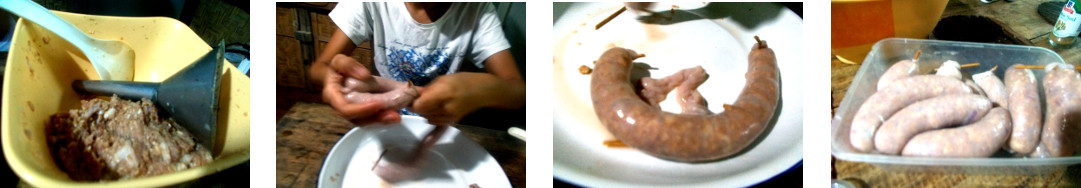 Images of woman making sausages in
        tropical house