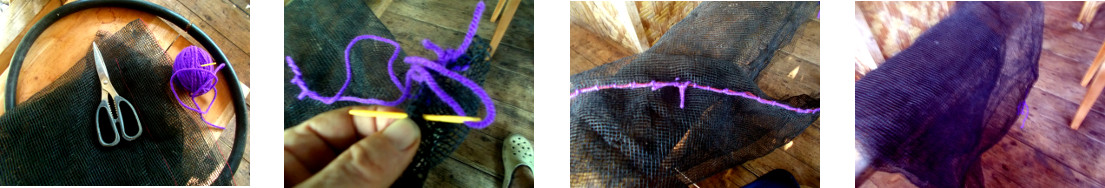 Images of a net being sewed