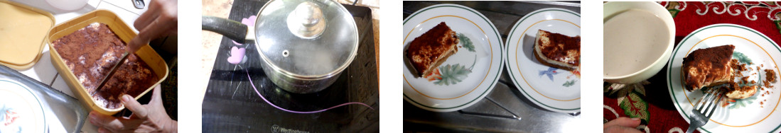 Images of coffee and cake in tropical home