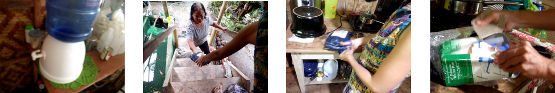 Images of unpacking a new water
        dispensor in tropical home