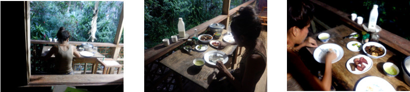 Images of dinner on tropical
            balcony