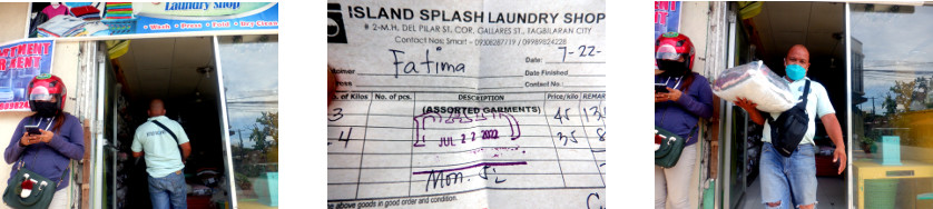 Images of collecting laundry from
          shop in Tagbilaran