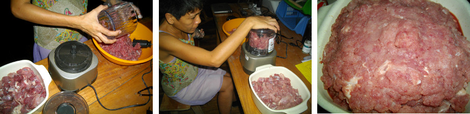 Images od sausages being made from tropical backyard
        pig