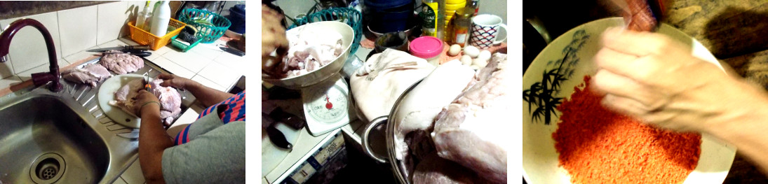 Images of cutting and marinading pork
        for Tocino breakfast dish