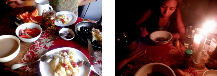 Images of candle lit dinner due to power cut after typhoon
        Rai