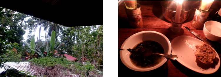 Images of evening in tropical house with no electricity
        after typhoon Rai