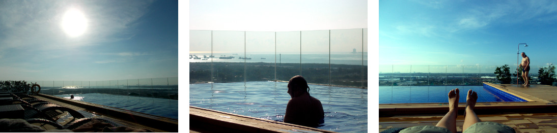 Images of early morning swim on roof
        of maayo Hotel Cebu